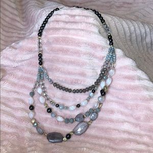 Grey colored gemstone and bead necklace